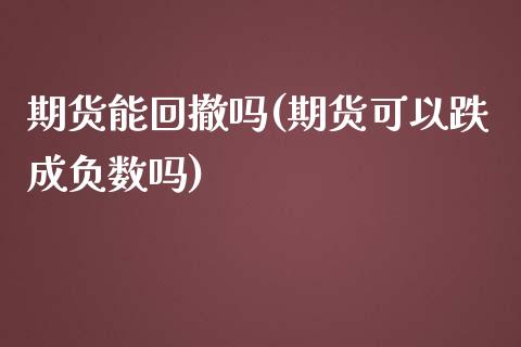 期货能回撤吗(期货可以跌成负数吗)_https://www.zghnxxa.com_国际期货_第1张