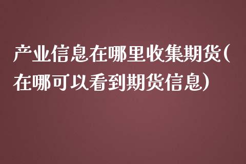 产业信息在哪里收集期货(在哪可以看到期货信息)_https://www.zghnxxa.com_国际期货_第1张