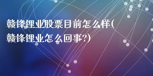 赣锋锂业股票目前怎么样(赣锋锂业怎么回事?)_https://www.zghnxxa.com_期货直播室_第1张