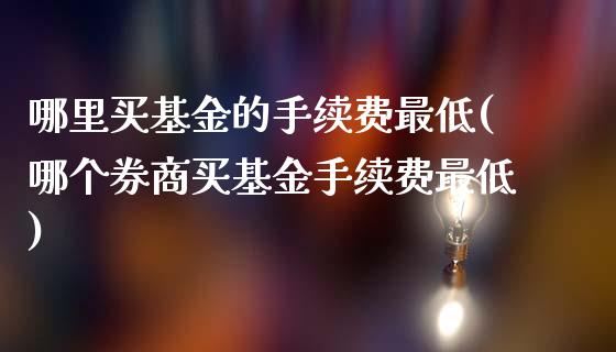 哪里买基金的手续费最低(哪个券商买基金手续费最低)_https://www.zghnxxa.com_国际期货_第1张