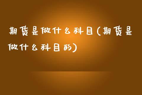 期货是做什么科目(期货是做什么科目的)_https://www.zghnxxa.com_内盘期货_第1张