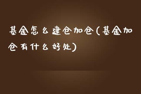 基金怎么建仓加仓(基金加仓有什么好处)_https://www.zghnxxa.com_国际期货_第1张