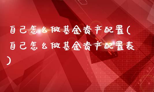 自己怎么做基金资产配置(自己怎么做基金资产配置表)_https://www.zghnxxa.com_黄金期货_第1张