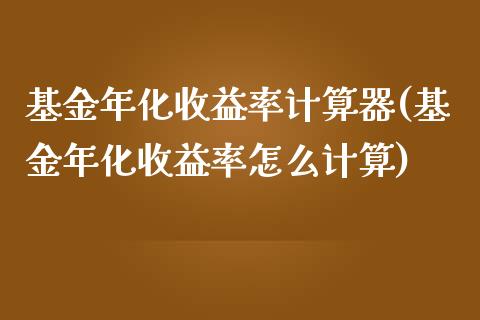 基金年化收益率计算器(基金年化收益率怎么计算)_https://www.zghnxxa.com_期货直播室_第1张