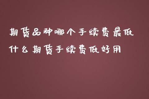 期货品种哪个手续费最低 什么期货手续费低好用_https://www.zghnxxa.com_内盘期货_第1张