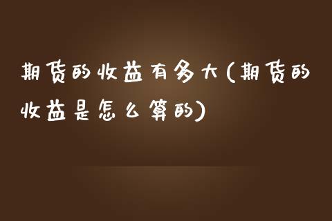 期货的收益有多大(期货的收益是怎么算的)_https://www.zghnxxa.com_国际期货_第1张