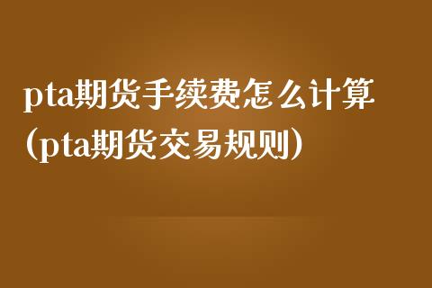 pta期货手续费怎么计算(pta期货交易规则)_https://www.zghnxxa.com_内盘期货_第1张