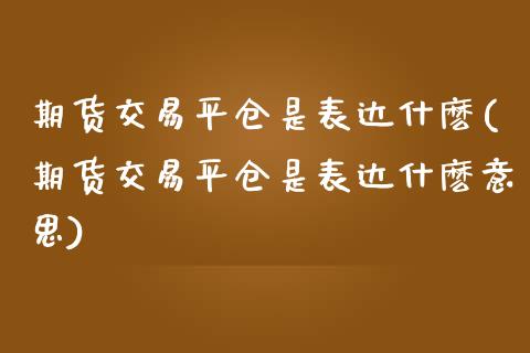 期货交易平仓是表达什麽(期货交易平仓是表达什麽意思)_https://www.zghnxxa.com_国际期货_第1张